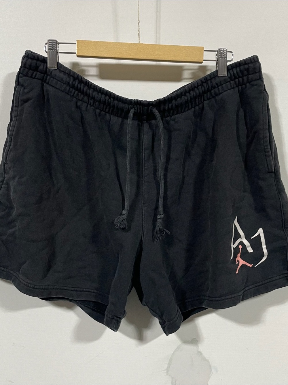 Jordan Black Athletic Shorts with White and Pink Logo
